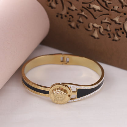 Gold-Plated Cuff Stainless Steel Bracelet – Anti-Tarnish Jewelry for Women & Girls (GOLD)