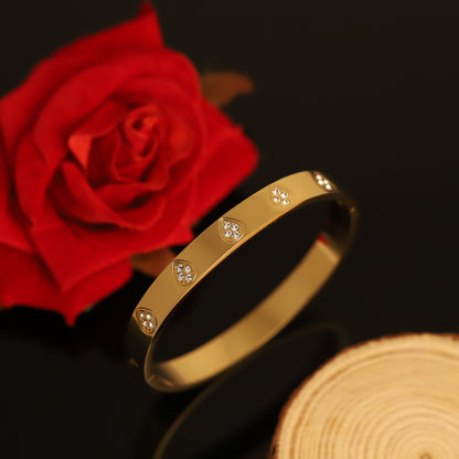 Gold-Plated Stainless Steel Lock Bracelet – Anti-Tarnish Jewelry for Women & Girls (GOLD)
