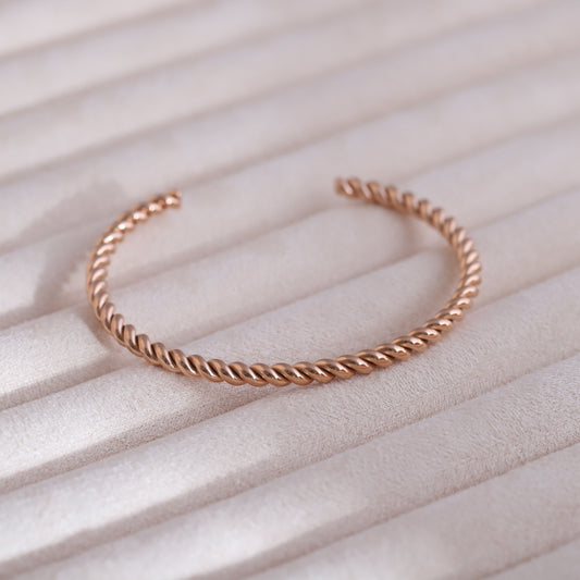 Gold-Plated Stainless Steel Cuff Bracelet – Openable, Unisex & Skin-Friendly (ROSE GOLD)