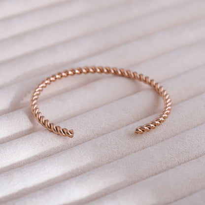 Gold-Plated Stainless Steel Cuff Bracelet – Openable, Unisex & Skin-Friendly (ROSE GOLD)