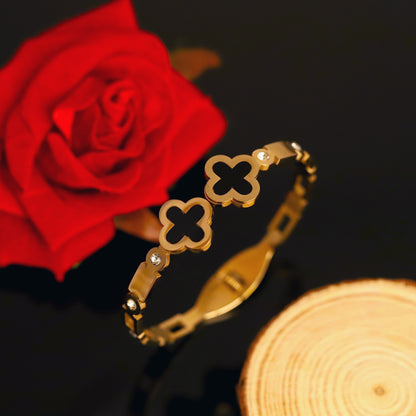 Gold-Plated Stainless Steel Cuff Bracelet – Anti-Tarnish Jewelry for Women & Girls (GOLD)
