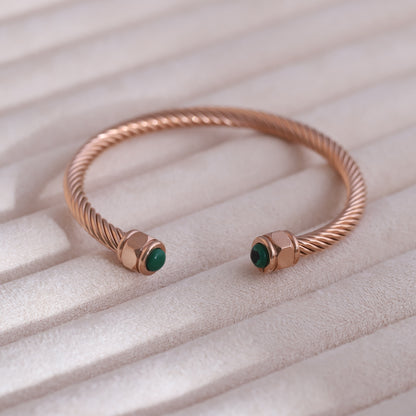 Gold-Plated Bamboo Stainless Steel Cuff Bracelet – Openable, Unisex & Skin-Friendly (ROSE GOLD)