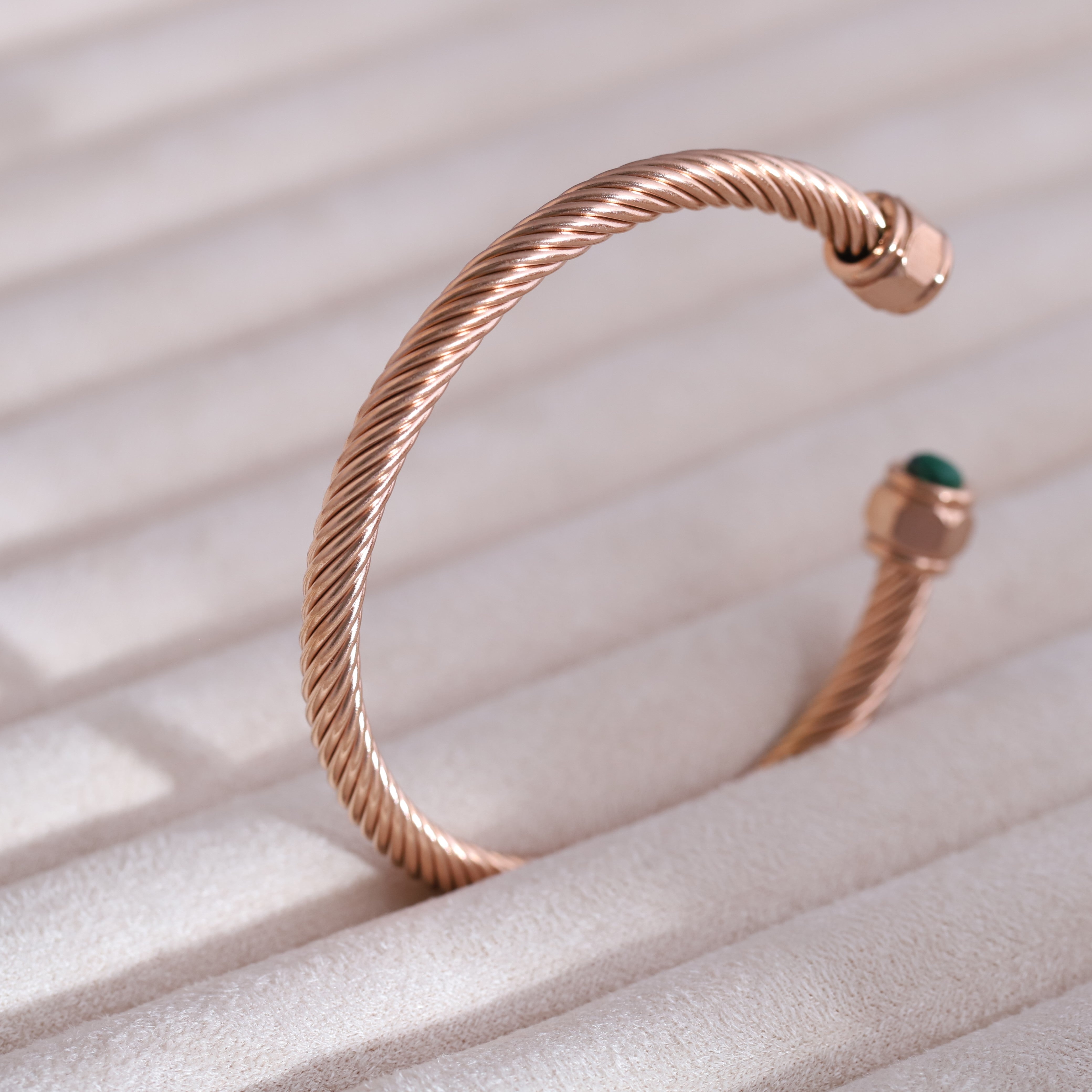 Gold-Plated Bamboo Stainless Steel Cuff Bracelet – Openable, Unisex & Skin-Friendly (ROSE GOLD)