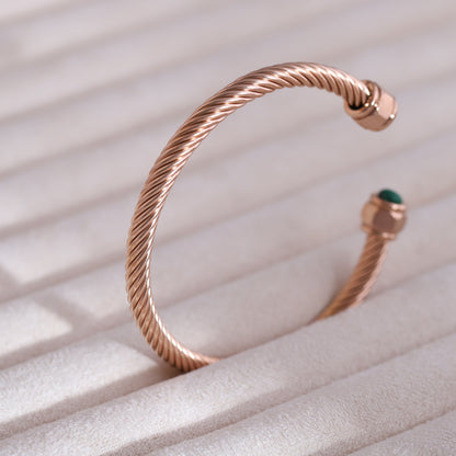 Gold-Plated Bamboo Stainless Steel Cuff Bracelet – Openable, Unisex & Skin-Friendly (ROSE GOLD)