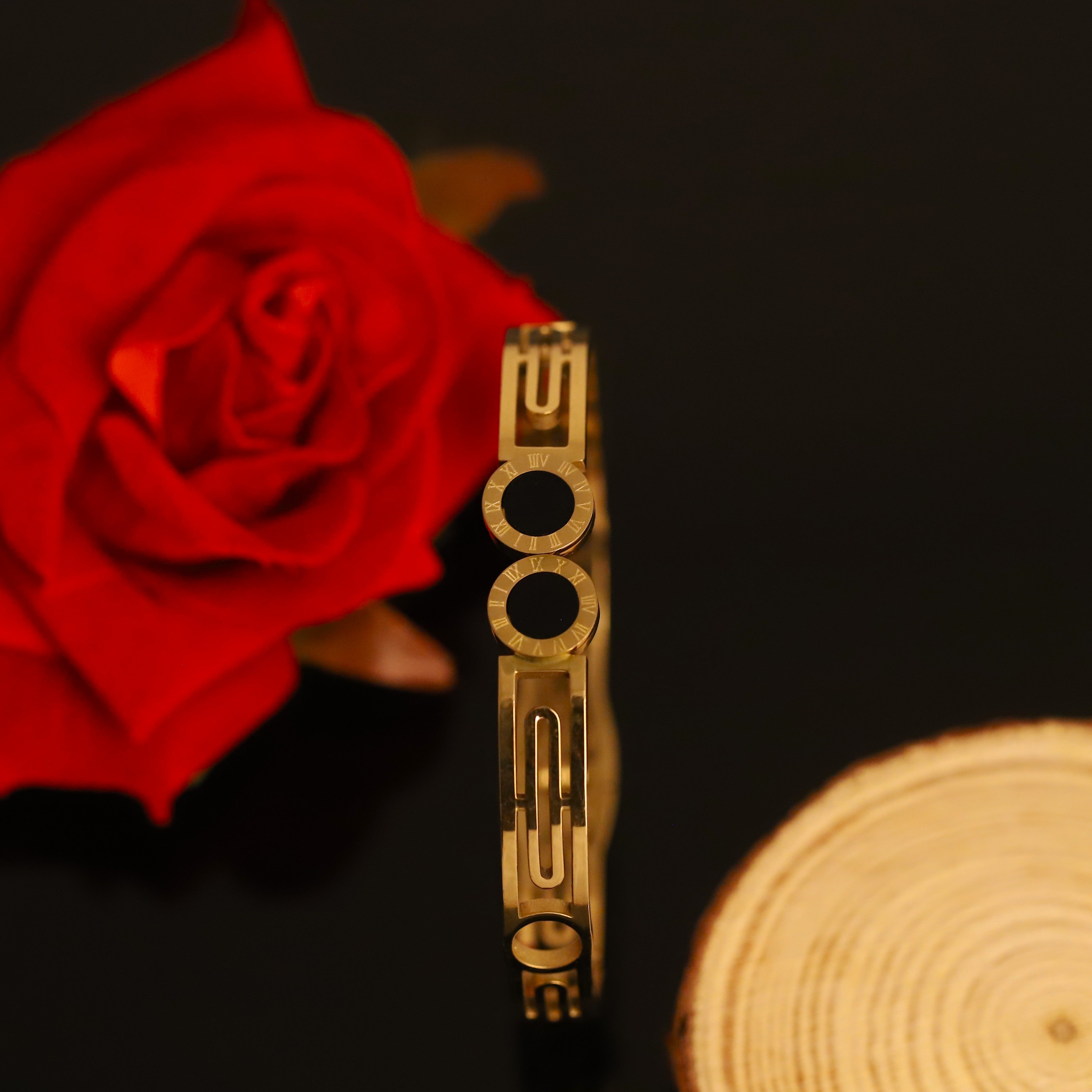 Gold-Plated Stainless Steel Cuff Bracelet – Anti-Tarnish Jewelry for Women & Girls (GOLD)
