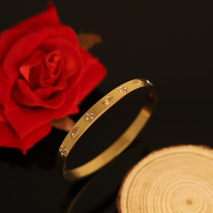 Gold-Plated Stainless Steel Cuff Bracelet – Anti-Tarnish Jewelry for Women & Girls (GOLD)