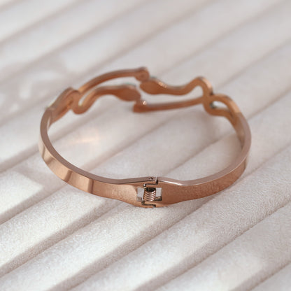 Snake Gold-Plated Cuff Stainless Steel Bracelet – Anti-Tarnish Jewelry for Women & Girls (ROSE GOLD)