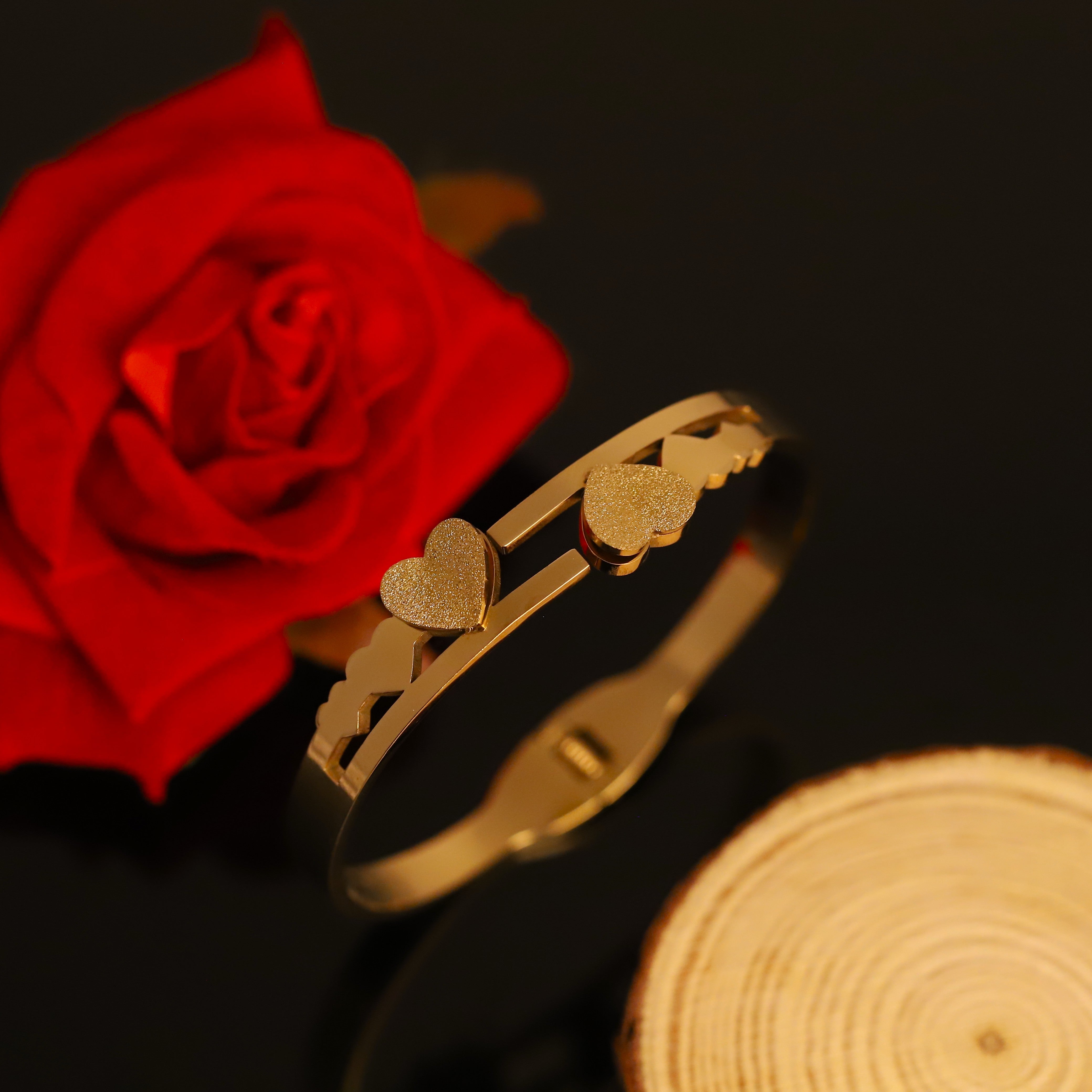 Gold-Plated Stainless Steel Cuff Bracelet – Anti-Tarnish Jewelry for Women & Girls (GOLD)