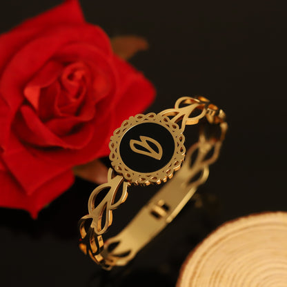 Gold-Plated Stainless Steel Cuff Bracelet – Anti-Tarnish Jewelry for Women & Girls (GOLD)