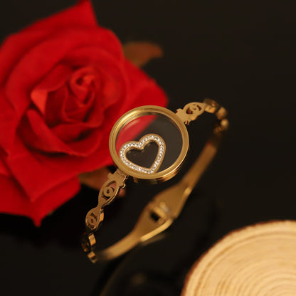 Gold-Plated Locket Bracelet with American Diamonds – Anti-Tarnish & Skin-Friendly (GOLD)