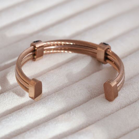 Gold-Plated Cuff Bracelet – Anti-Tarnish & Skin-Friendly (ROSE GOLD)