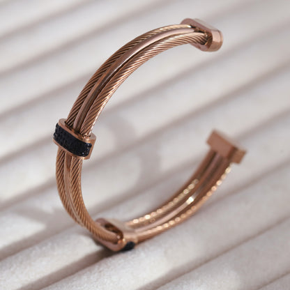 Gold-Plated Cuff Bracelet – Anti-Tarnish & Skin-Friendly (ROSE GOLD)