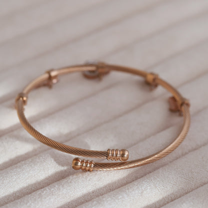 Heart Gold-Plated Charm Bracelet for Women – Waterproof, Hypoallergenic, Adjustable (ROSE GOLD)