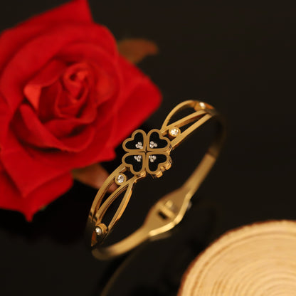 Gold-Plated Stainless Steel Cuff Bracelet – Anti-Tarnish Jewelry for Women & Girls (GOLD)