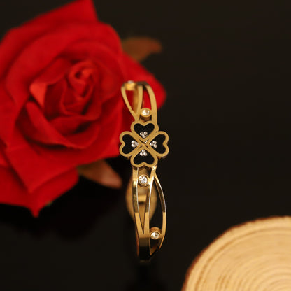 Gold-Plated Stainless Steel Cuff Bracelet – Anti-Tarnish Jewelry for Women & Girls (GOLD)