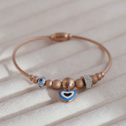 Gold-Plated Evil Eye Magnetic Bracelet -  Anti-Tarnish & Skin-Friendly (ROSE GOLD)