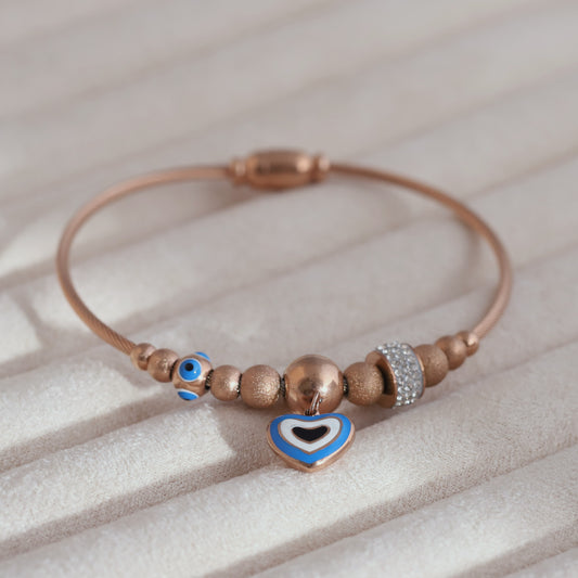 Gold-Plated Evil Eye Magnetic Bracelet -  Anti-Tarnish & Skin-Friendly (ROSE GOLD)