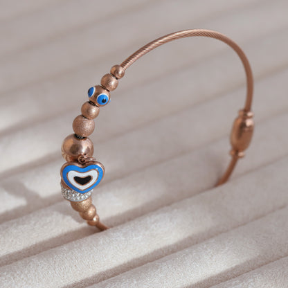 Gold-Plated Evil Eye Magnetic Bracelet -  Anti-Tarnish & Skin-Friendly (ROSE GOLD)