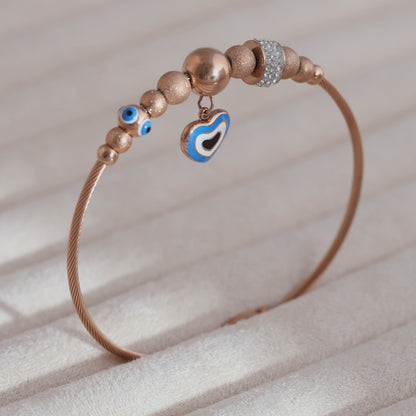 Gold-Plated Evil Eye Magnetic Bracelet -  Anti-Tarnish & Skin-Friendly (ROSE GOLD)