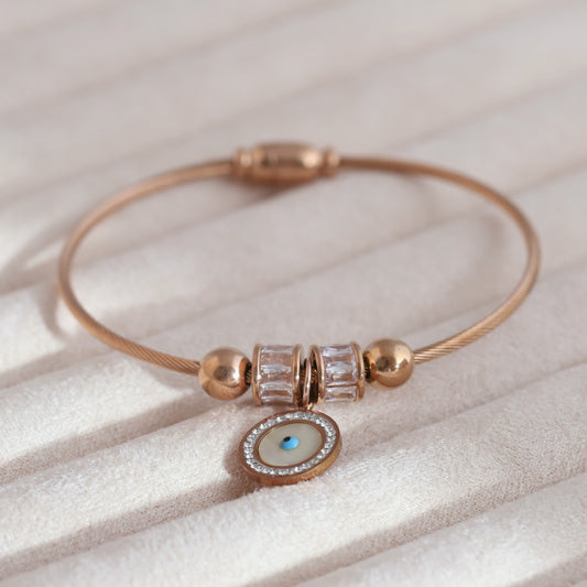 Gold-Plated Evil Eye Magnetic Bracelet – Anti-Tarnish & Skin-Friendly (ROSE GOLD)