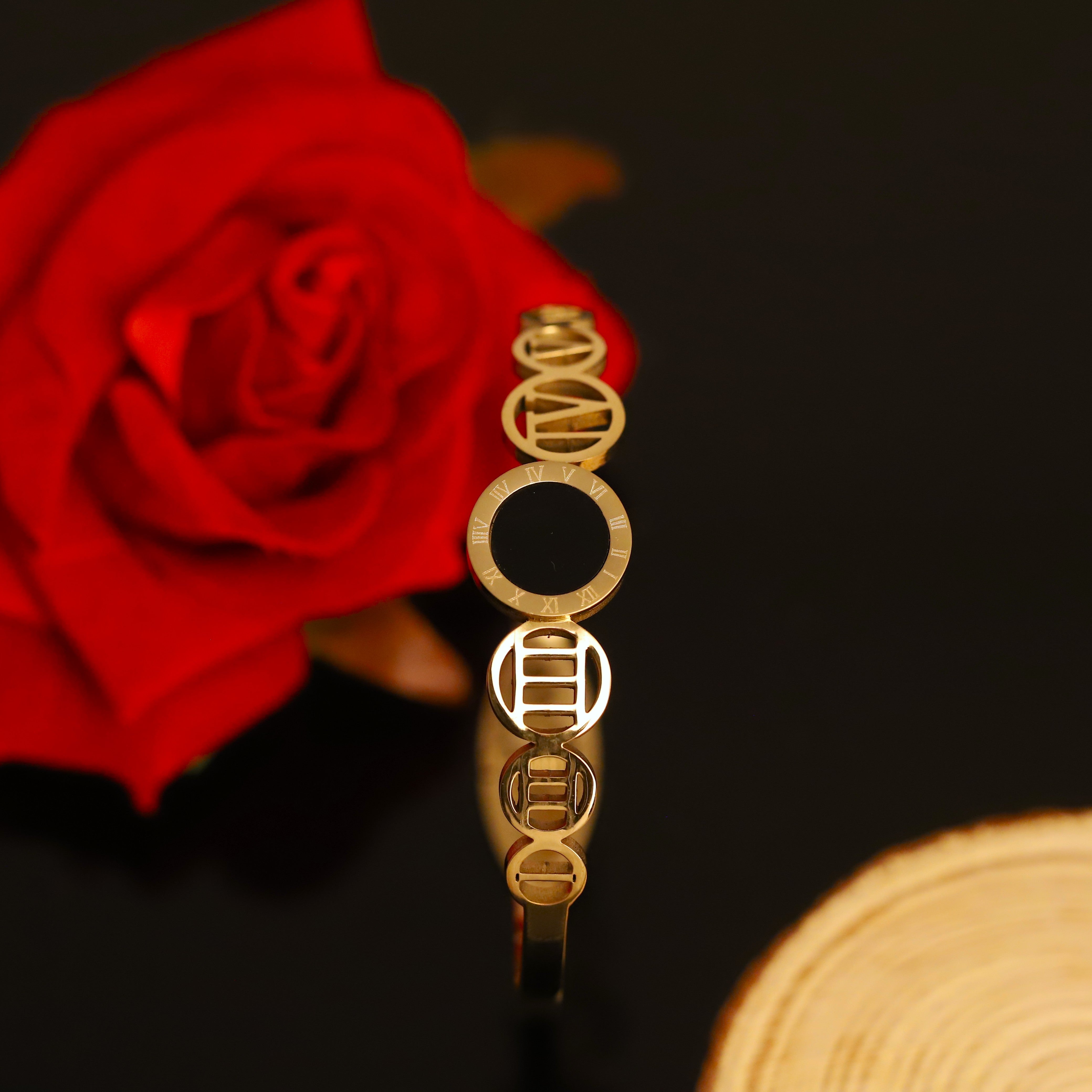 Gold-Plated Stainless Steel Cuff Bracelet – Anti-Tarnish Jewelry for Women & Girls (GOLD)