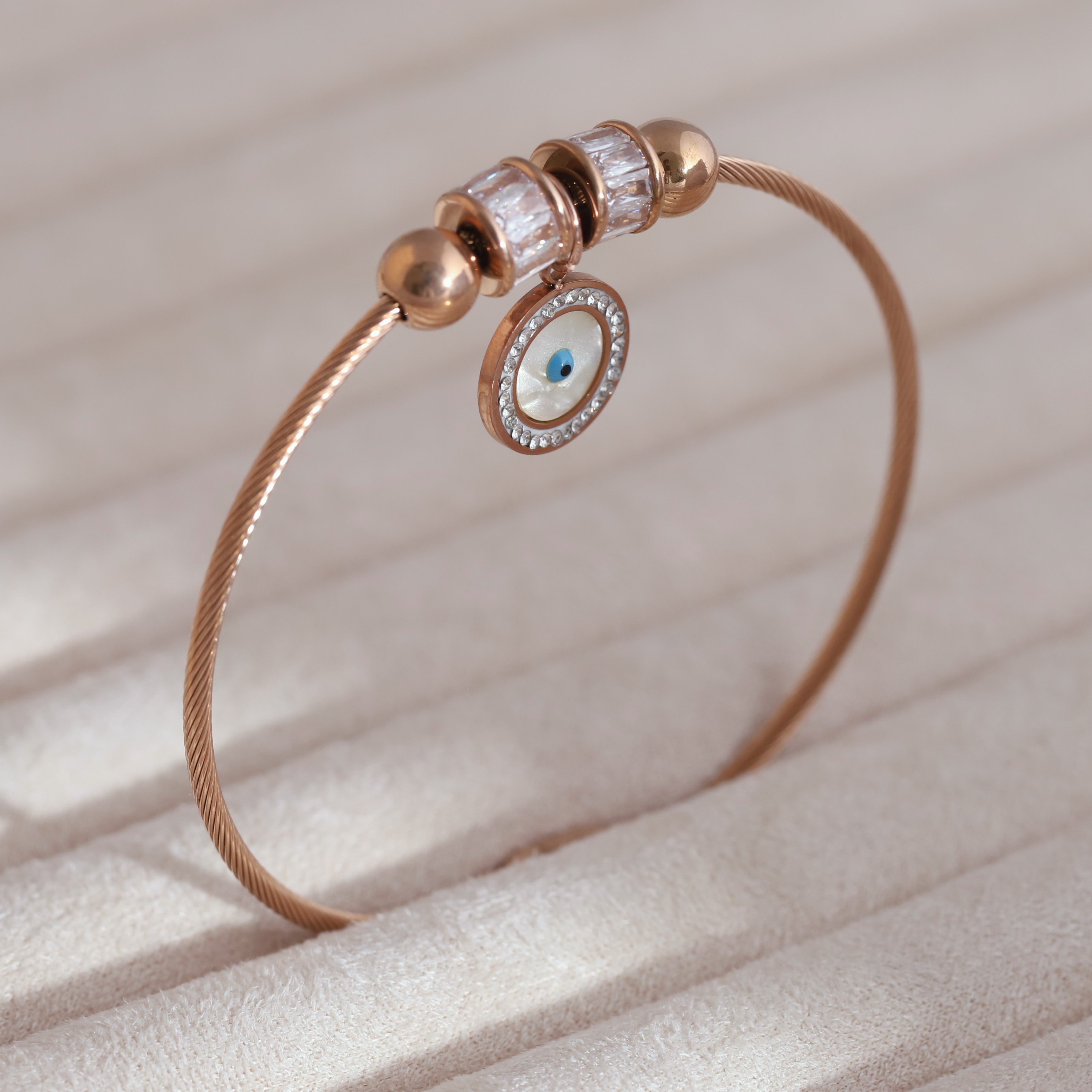 Gold-Plated Evil Eye Magnetic Bracelet – Anti-Tarnish & Skin-Friendly (ROSE GOLD)