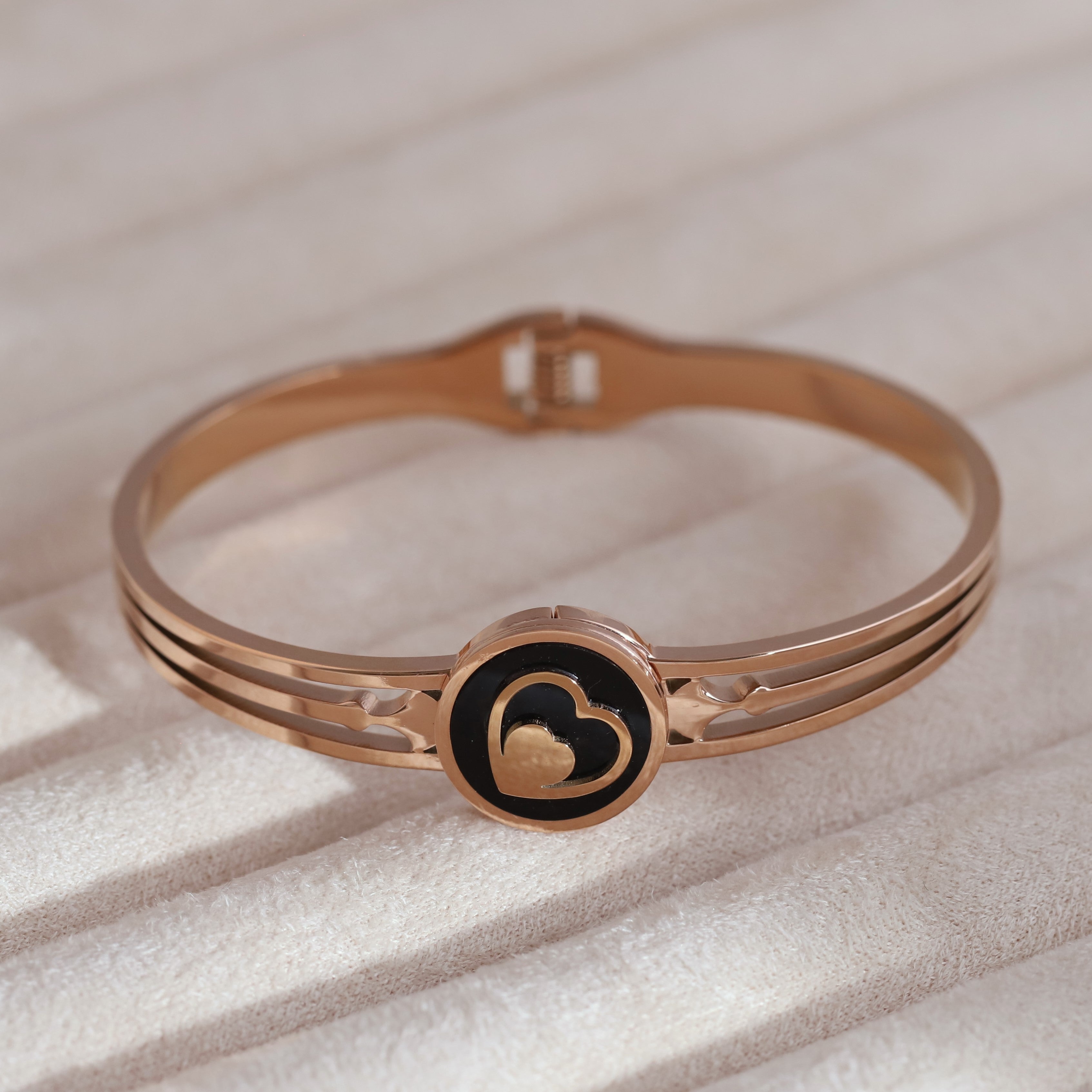 Gold-Plated Cuff Bracelet with American Diamonds – Anti-Tarnish & Skin-Friendly (ROSE GOLD)