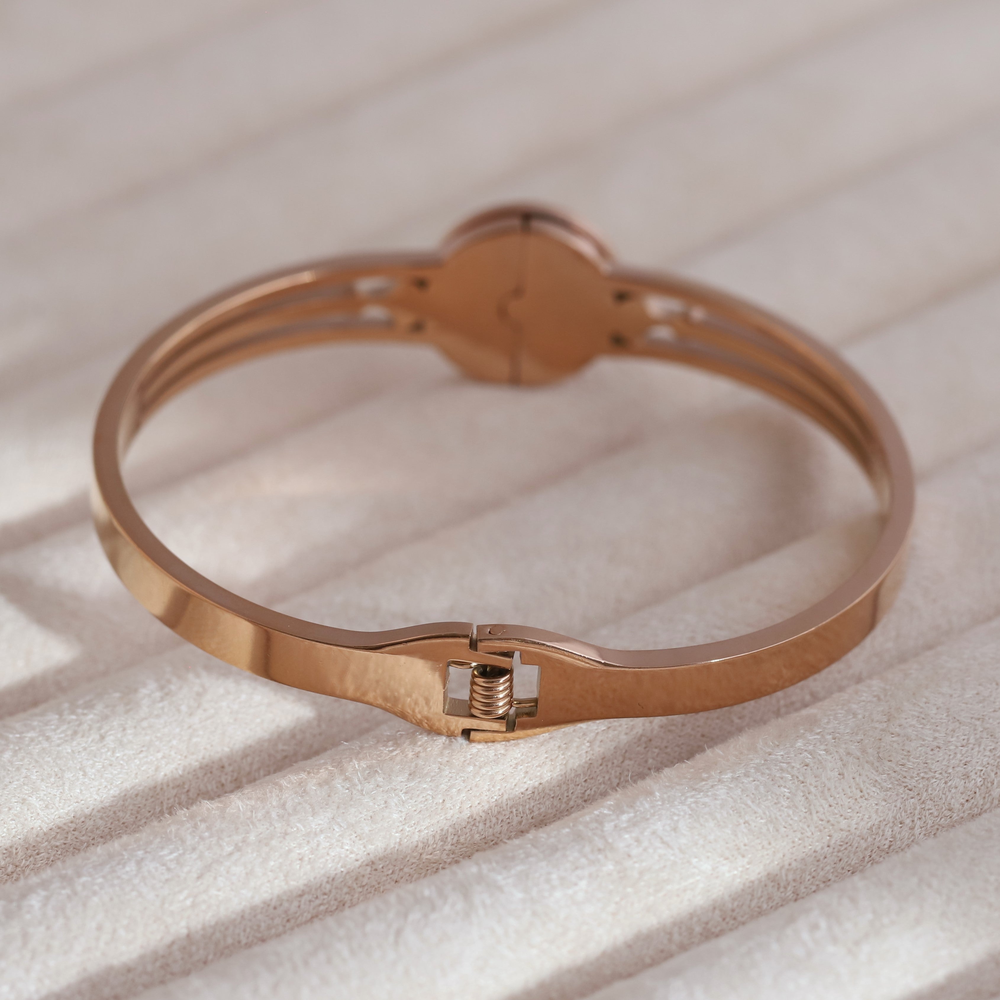 Gold-Plated Cuff Bracelet with American Diamonds – Anti-Tarnish & Skin-Friendly (ROSE GOLD)