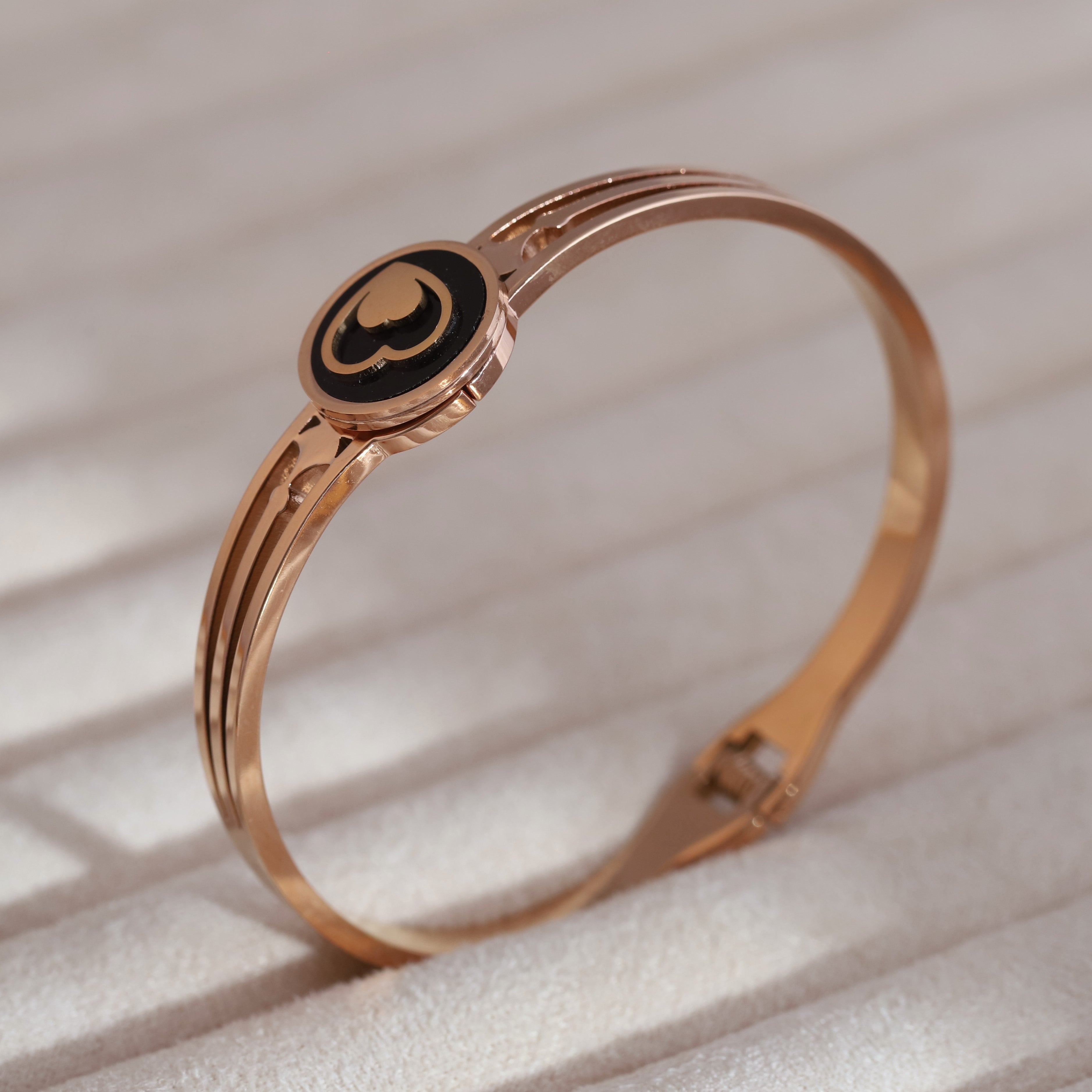 Gold-Plated Cuff Bracelet with American Diamonds – Anti-Tarnish & Skin-Friendly (ROSE GOLD)