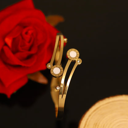 Gold-Plated Stainless Steel Cuff Bracelet – Anti-Tarnish Jewelry for Women & Girls (GOLD)