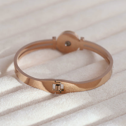 Evil Eye Gold-Plated Cuff Stainless Steel Bracelet – Anti-Tarnish Jewelry for Women & Girls (ROSE GOLD)