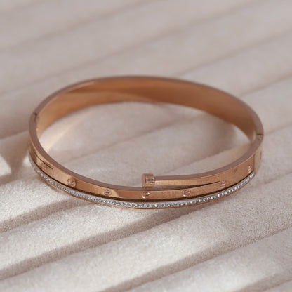 Gold-Plated Lock Stainless Steel Bracelet – Anti-Tarnish Jewelry for Women & Girls (ROSE GOLD)