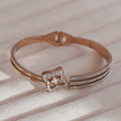 Gold-Plated Lock Stainless Steel Bracelet – Anti-Tarnish Jewelry for Women & Girls (ROSE GOLD)