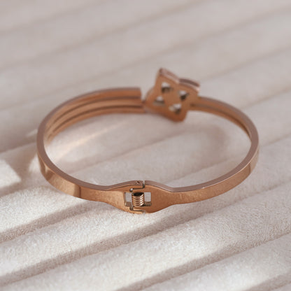 Gold-Plated Lock Stainless Steel Bracelet – Anti-Tarnish Jewelry for Women & Girls (ROSE GOLD)