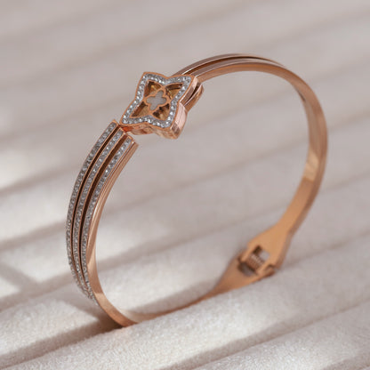 Gold-Plated Lock Stainless Steel Bracelet – Anti-Tarnish Jewelry for Women & Girls (ROSE GOLD)