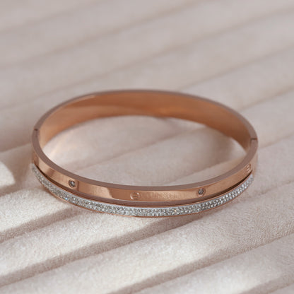 Gold-Plated Lock Stainless Steel Bracelet – Anti-Tarnish Jewelry for Women & Girls (ROSE GOLD)