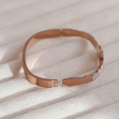 Snake Gold-Plated Lock Bracelet with American Diamonds – Anti-Tarnish & Skin-Friendly (ROSE GOLD)