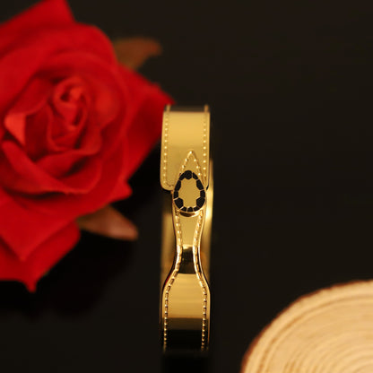 Gold-Plated Stainless Steel Cuff Bracelet – Anti-Tarnish Jewelry for Women & Girls (GOLD)