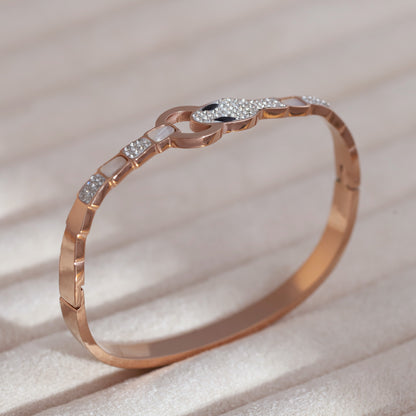 Snake Gold-Plated Lock Bracelet with American Diamonds – Anti-Tarnish & Skin-Friendly (ROSE GOLD)