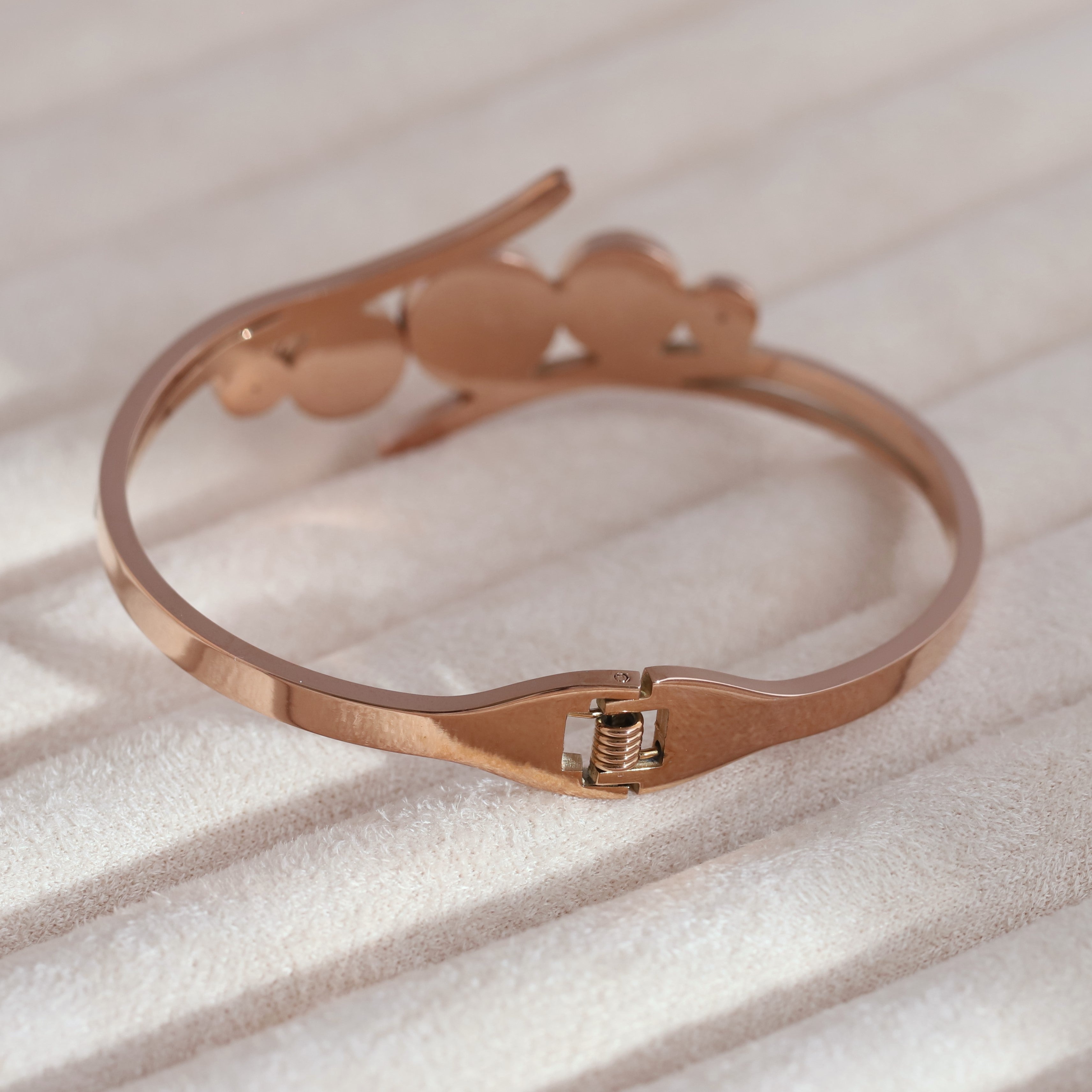 Gold-Plated Cuff Bracelet with American Diamonds – Anti-Tarnish & Skin-Friendly (ROSE GOLD)
