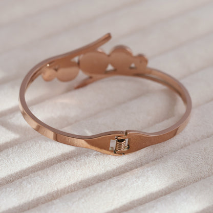 Gold-Plated Cuff Bracelet with American Diamonds – Anti-Tarnish & Skin-Friendly (ROSE GOLD)
