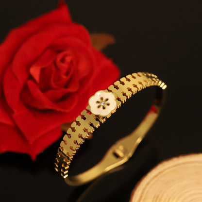 Gold-Plated Stainless Steel Cuff Bracelet – Anti-Tarnish Jewelry for Women & Girls (GOLD)