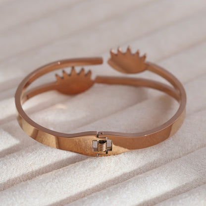 Evil Eye Gold-Plated Stainless Steel Cuff Bracelet – Anti-Tarnish Jewelry for Women & Girls (ROSE GOLD)