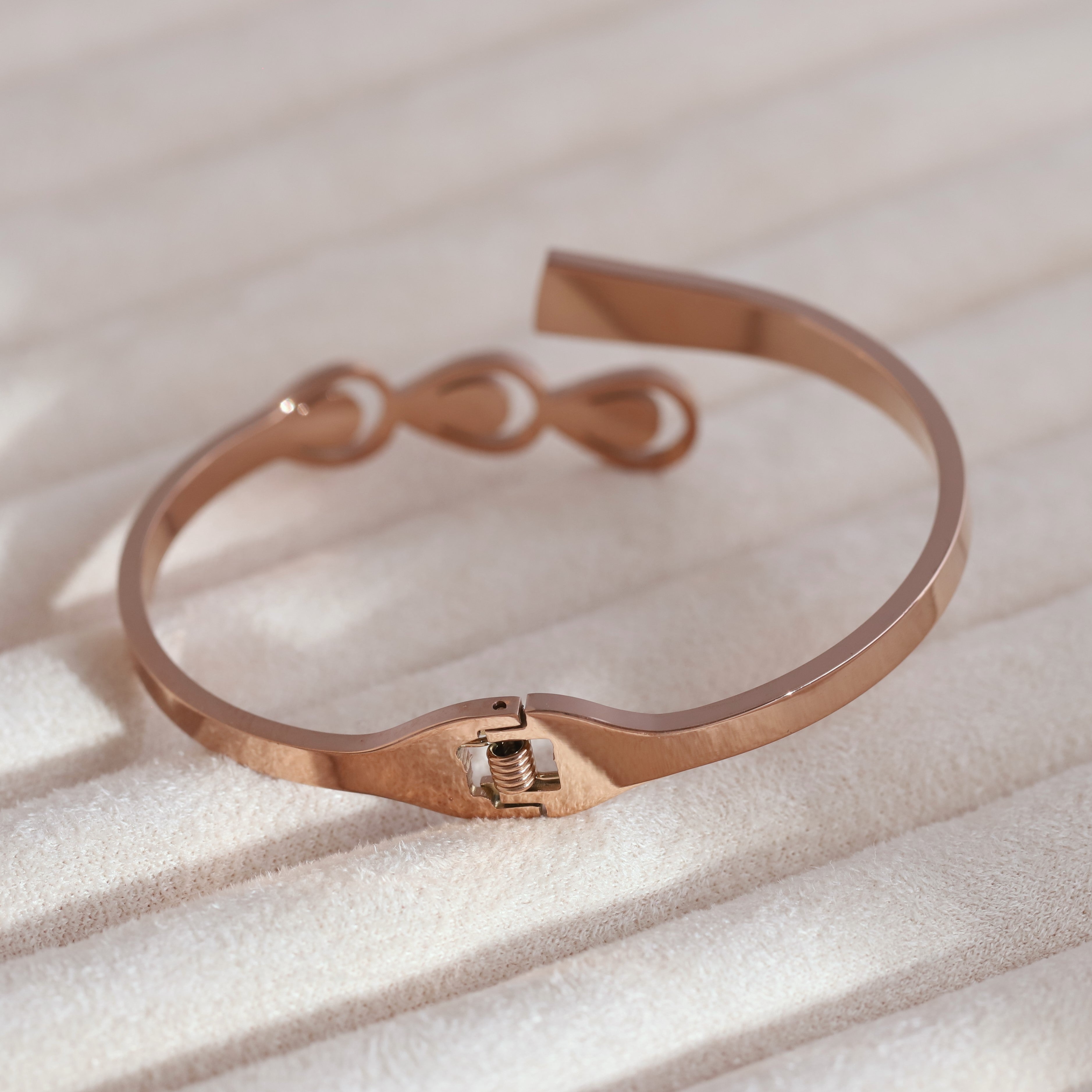 Gold-Plated Cuff Bracelet with American Diamonds – Anti-Tarnish & Skin-Friendly (ROSE GOLD)
