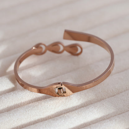 Gold-Plated Cuff Bracelet with American Diamonds – Anti-Tarnish & Skin-Friendly (ROSE GOLD)