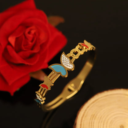 Butterfly Gold-Plated Stainless Steel Lock Bracelet – Anti-Tarnish Jewelry for Women & Girls (GOLD)