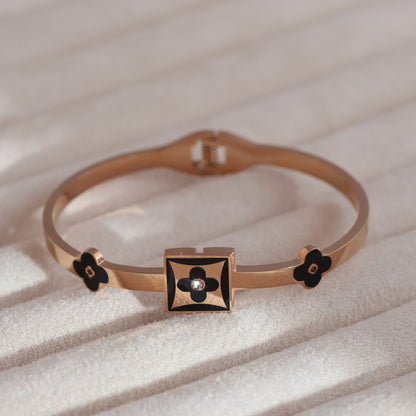Gold-Plated Cuff Bracelet with American Diamonds – Anti-Tarnish & Skin-Friendly (ROSE GOLD)