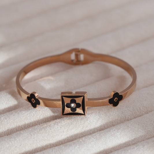 Gold-Plated Cuff Bracelet with American Diamonds – Anti-Tarnish & Skin-Friendly (ROSE GOLD)