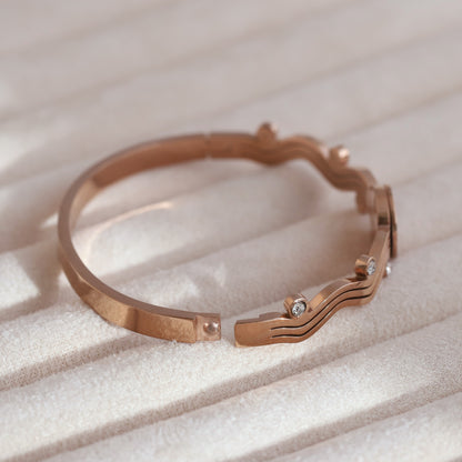 Evil Eye Gold-Plated Lock Stainless Steel Bracelet – Anti-Tarnish Jewelry for Women & Girls (ROSE GOLD)