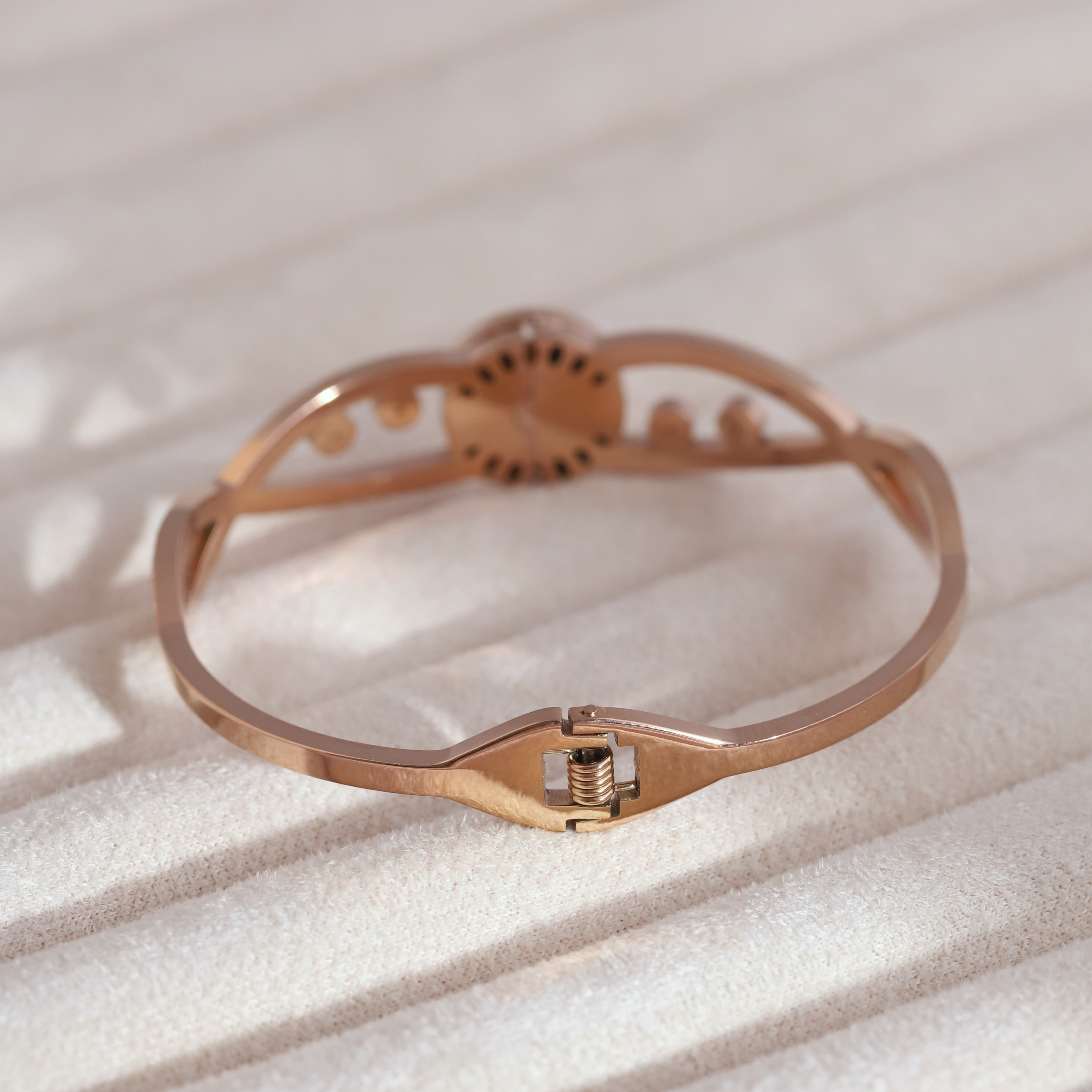 Evil Eye Gold-Plated Stainless Steel Cuff Bracelet – Anti-Tarnish Jewelry for Women & Girls (ROSE GOLD)